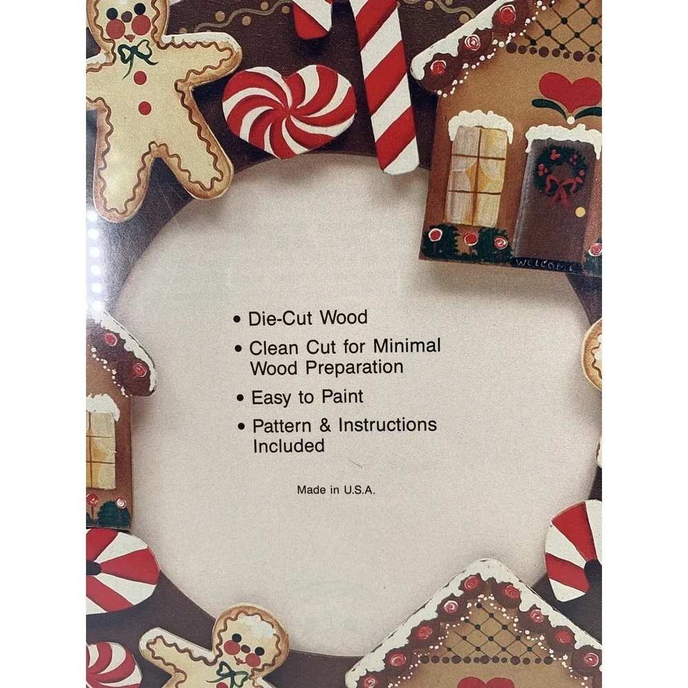 Christmas DEMIS Gingerbread‎ Wood Wreath 11 inch Cute & Clever Cut-Outs NOS